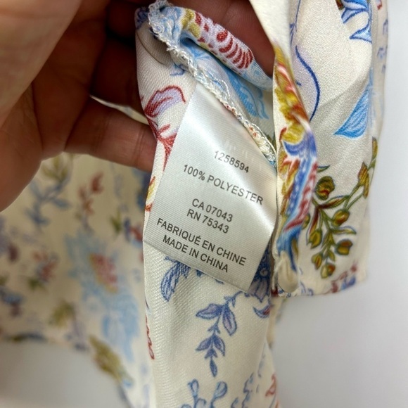 JOIE FLORAL SATIN BUTTON DOWN LIGHTWEIGHT SHORT SLEEVE BLOUSE TOP SIZE S/P - Picture 7 of 9